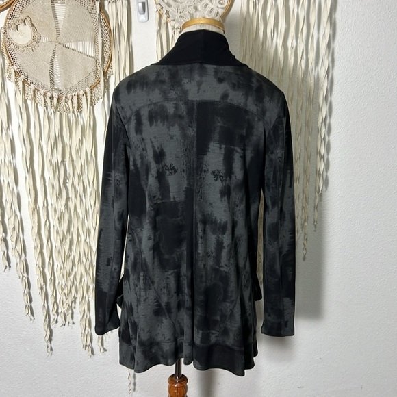 Ronan Chen Black Gray Lagen Look Open Front Cardigan Size 3(M) - Picture 6 of 10